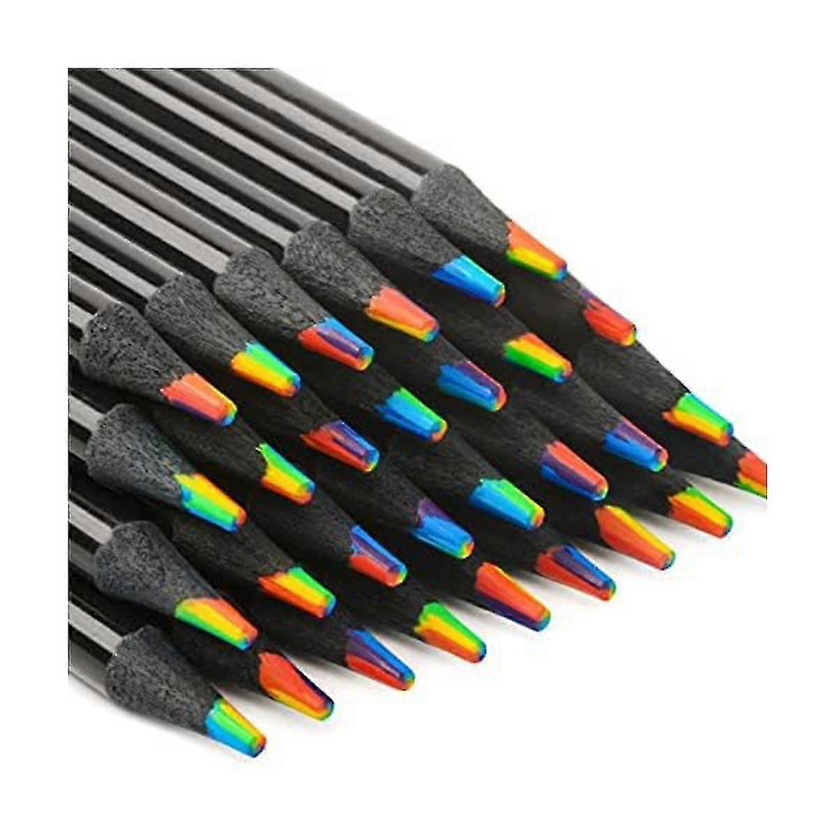 Wooden Rainbow Colored Pencils, 7 Color In 1 Rainbow Pencils, For Drawing Coloring Sketching, Multi