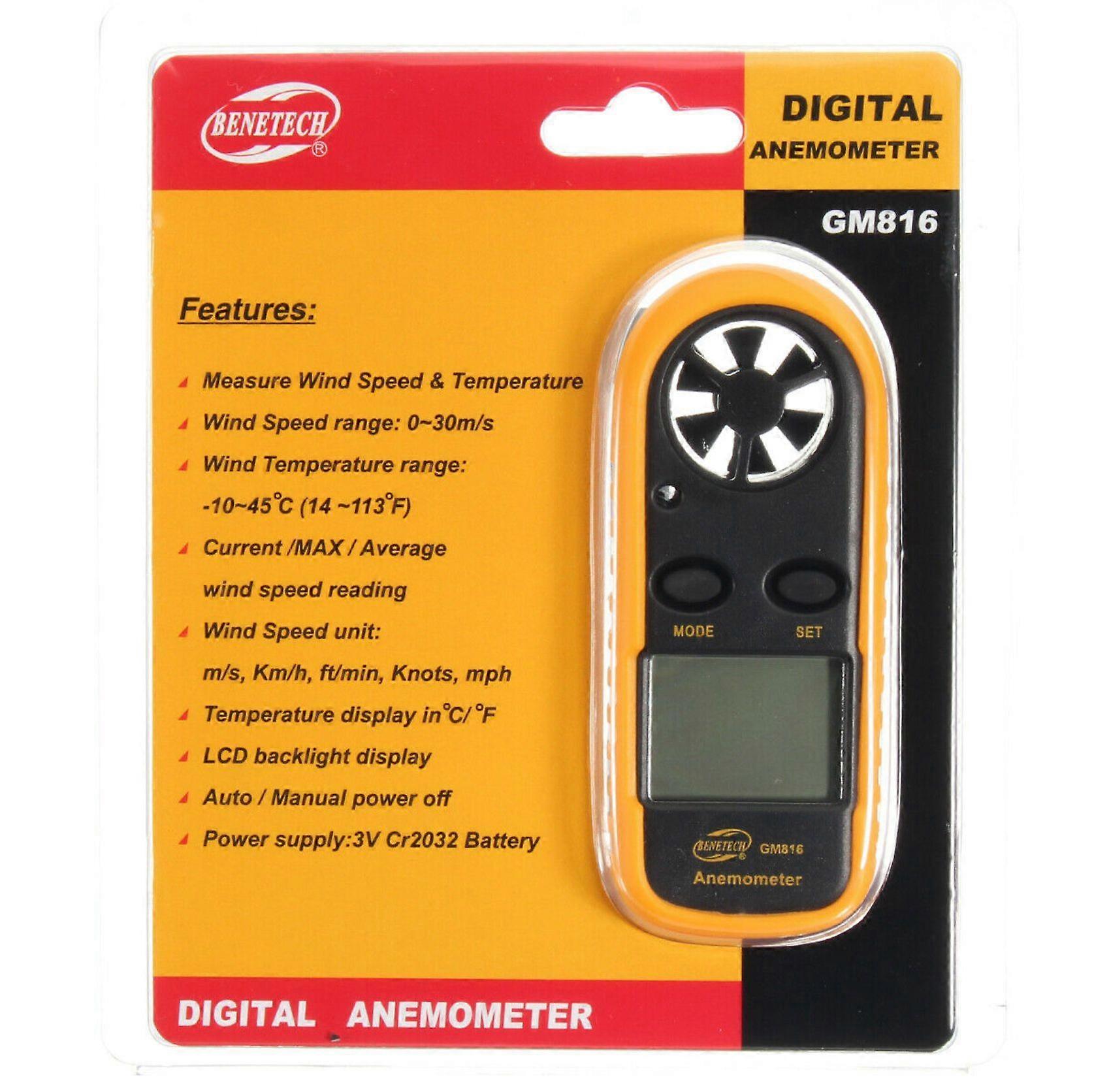 Foreign Trade English Version Digital Anemometer Handheld Mini Anemometer Wind Temperature Instrument Anemometer Wind Meter Gm816