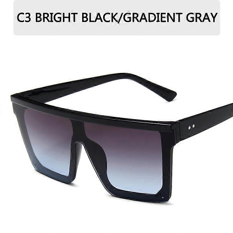 2023 Oversized solbriller Kvinder Square Flat Top Nitte Gradient Lens Big Frame Solbriller Kvinder Mænd Vintage Mirror Shades