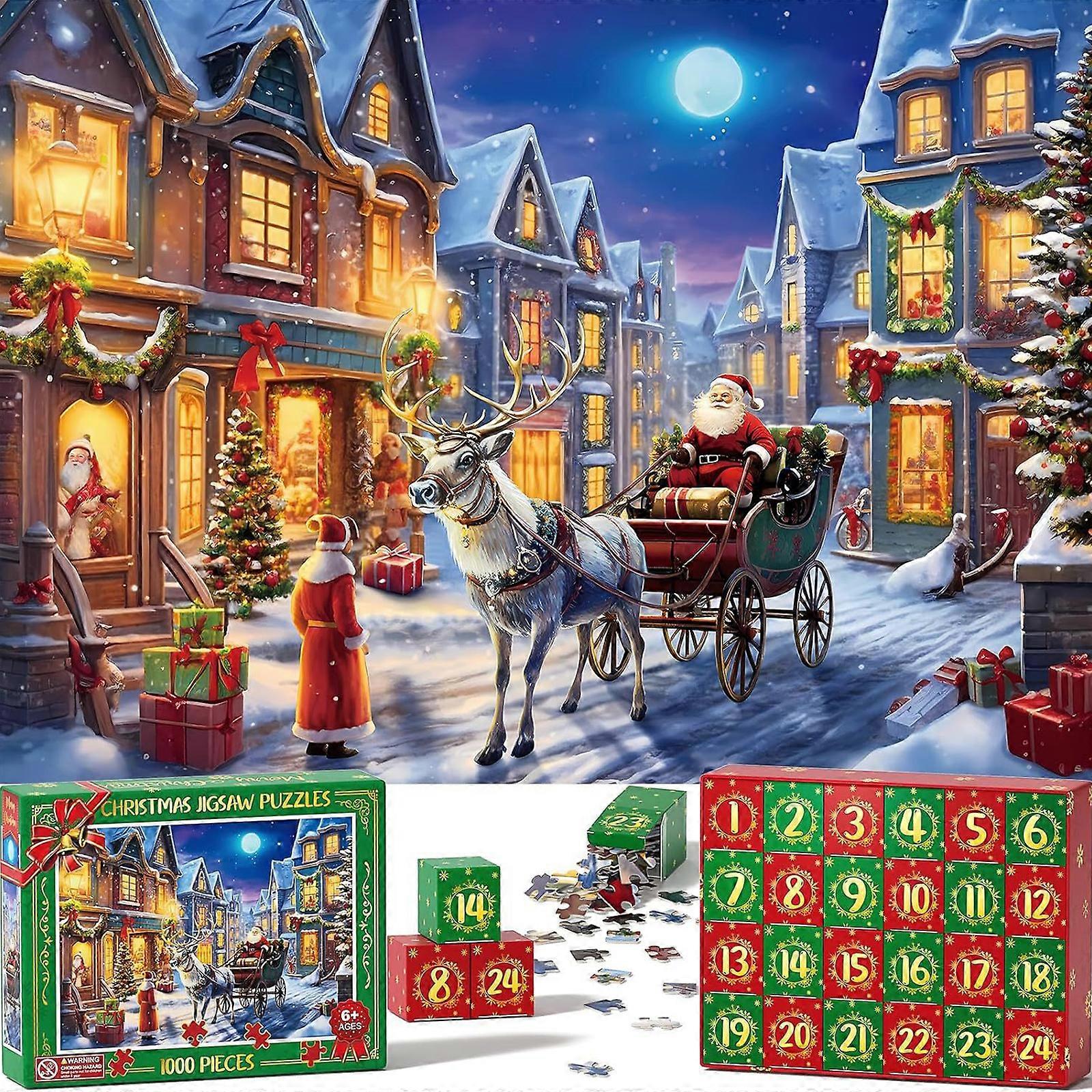 2023 Weihnachts-Adventskalender 1008 Stück Puzzle-Adventskalender, Weihnachtspuzzle für Erwachsene Kinder