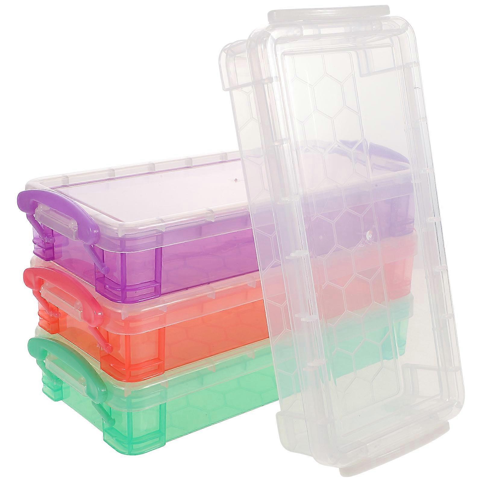 4Pcs Pencil Cases Multi-function Pencil Storage Boxes Plastic Pencil Cases Students Pencil Boxes