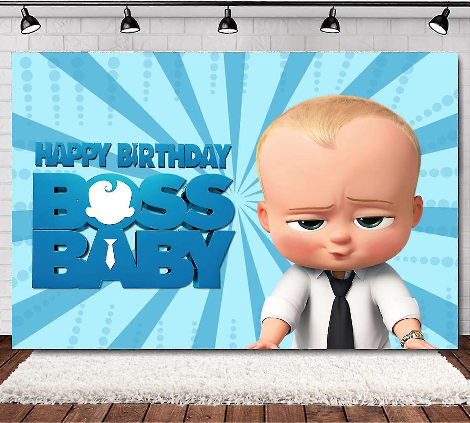 Cartoon Baby When Boss Blue Party Background Boy Birthday Party Decorates Supplies Children Photo Photography Studio Backdrop