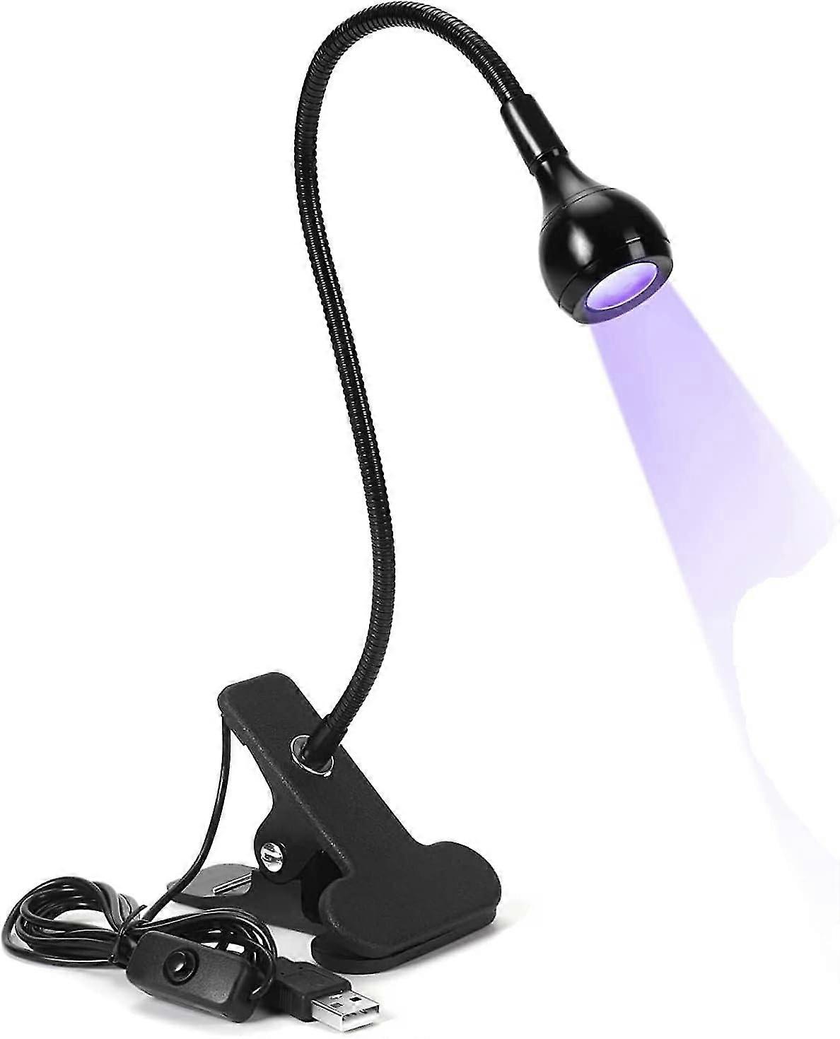 1pc Black Uv Lamp Nail Dryer, Led Nail Lamp Mini Gooseneck Uv Lamp With Clip, For Resin Curing