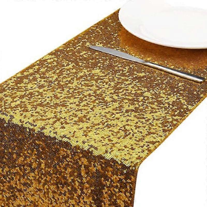 3 x 275cm Vacker Sparkle Party Tyg Paljettbord Runner Tyg För Bröllopsfestdekorationer - Guld