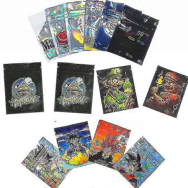 7x9cm Reusabl Food Storage Blade Mylar Ziplock Poser Vandtæt emballage Cooki gennemsigtig taske Plastic Print Storage Poser-YKC-20stk-mønster1