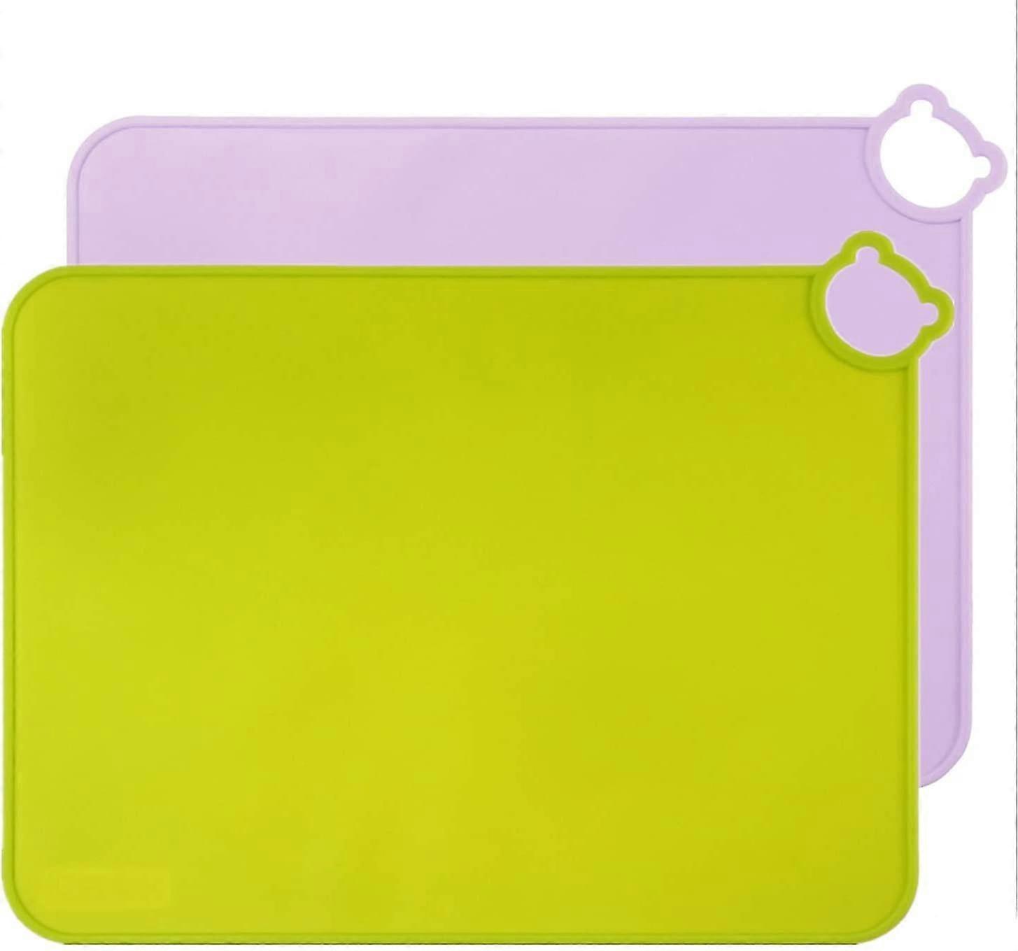 2024 Kinder Silikon Tischsets - Spülmaschinenfest, tragbare Lebensmittelmatten für Kleinkinder, Reise 2er Set (grün)