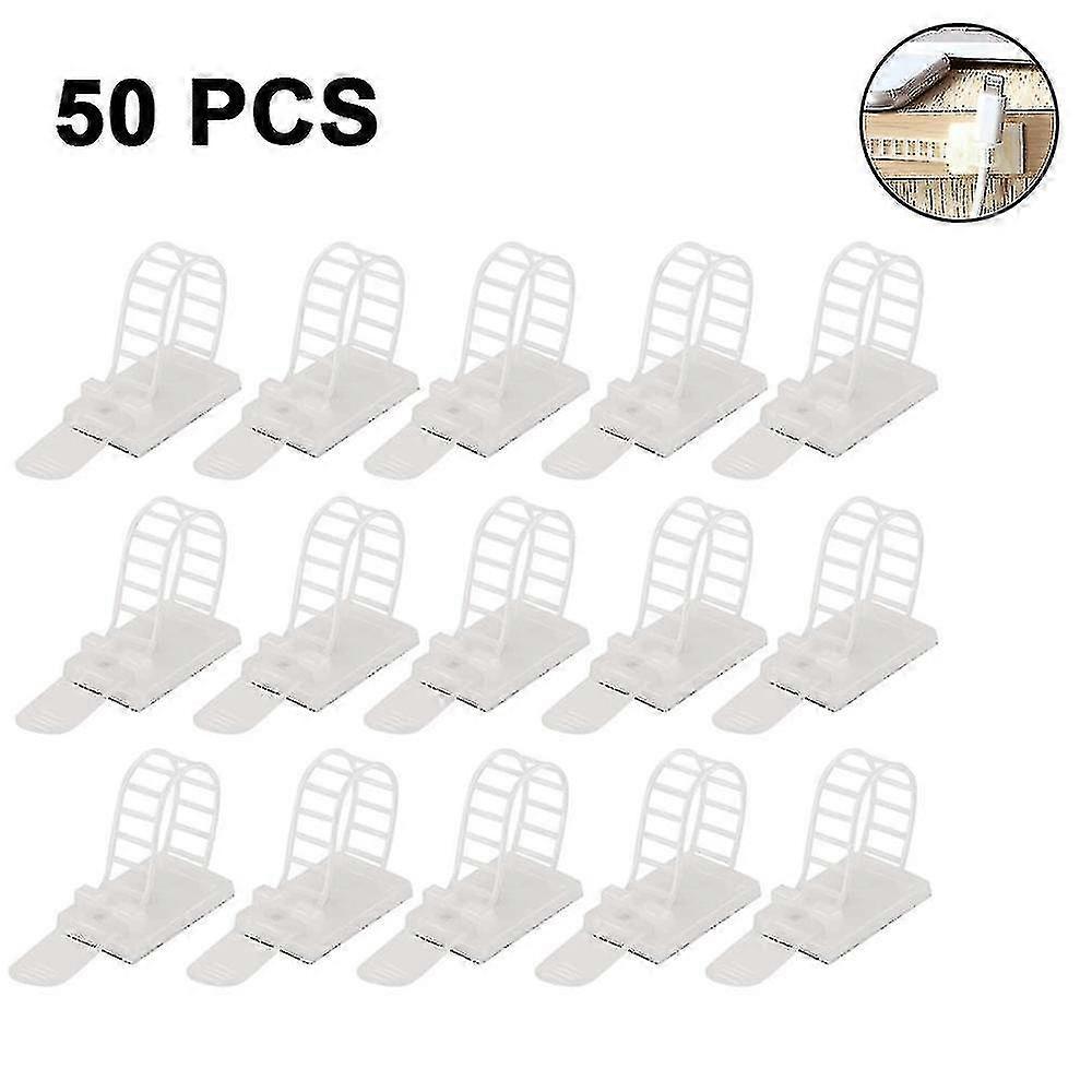50pcs Adjustable Self-adhesive Cable Ties Cord Clamp Extra Screw & Hol