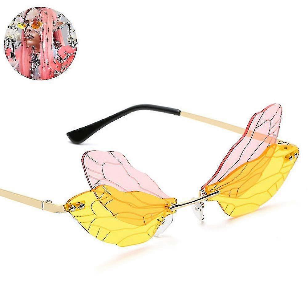 Dragonfly Wing Shape Sunglasses Frameless Irregular Glasses
