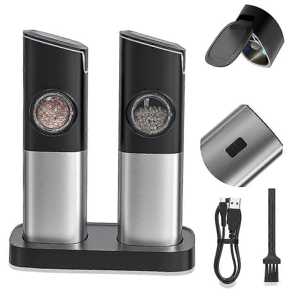 Salt And Pepper Grinder Set, Electric Pepper Grinder Usb Rechargeable,automatic Gravity Mill Grinde