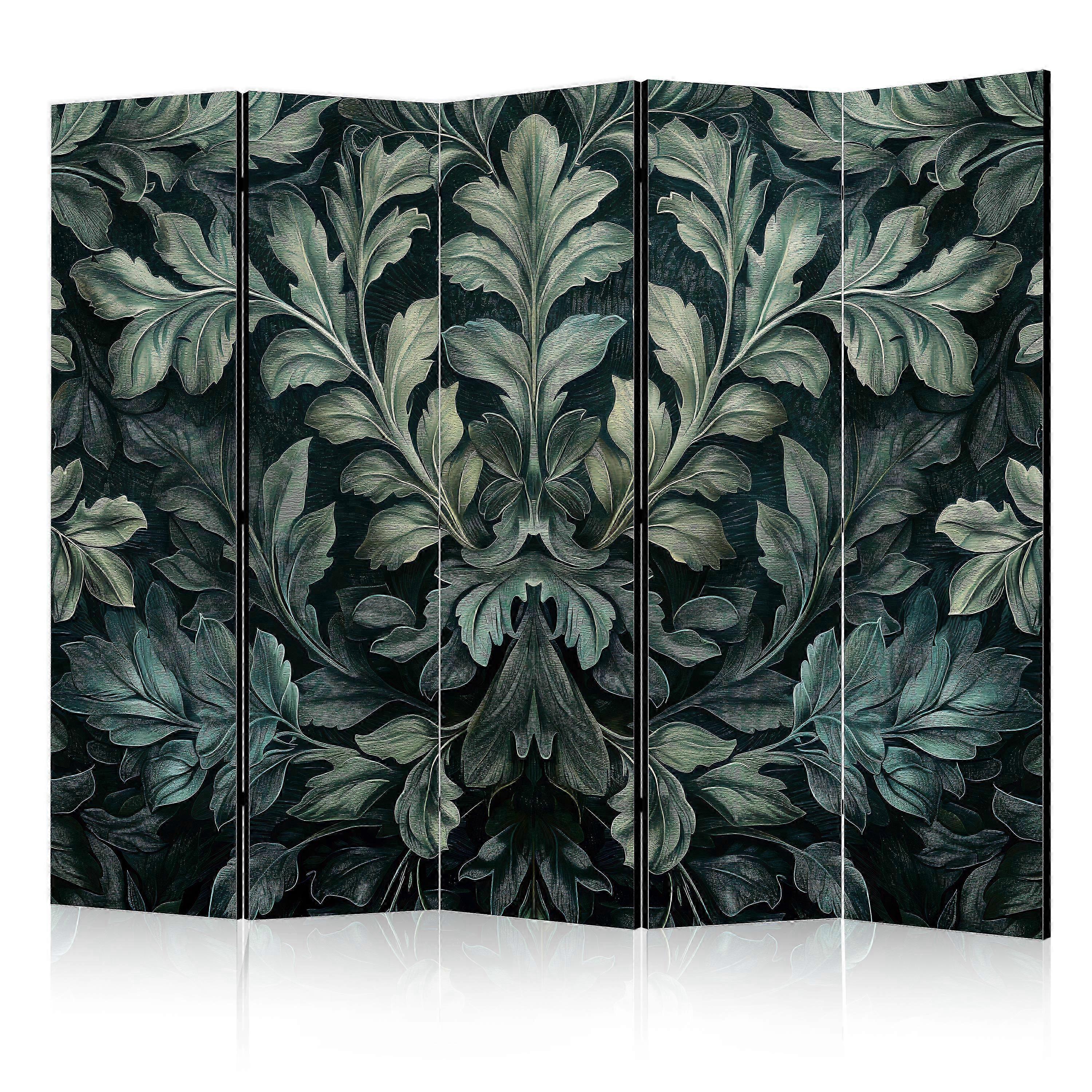 Paraván - tmavě zelené viktoriánské listy - botanické vyřezávané složení