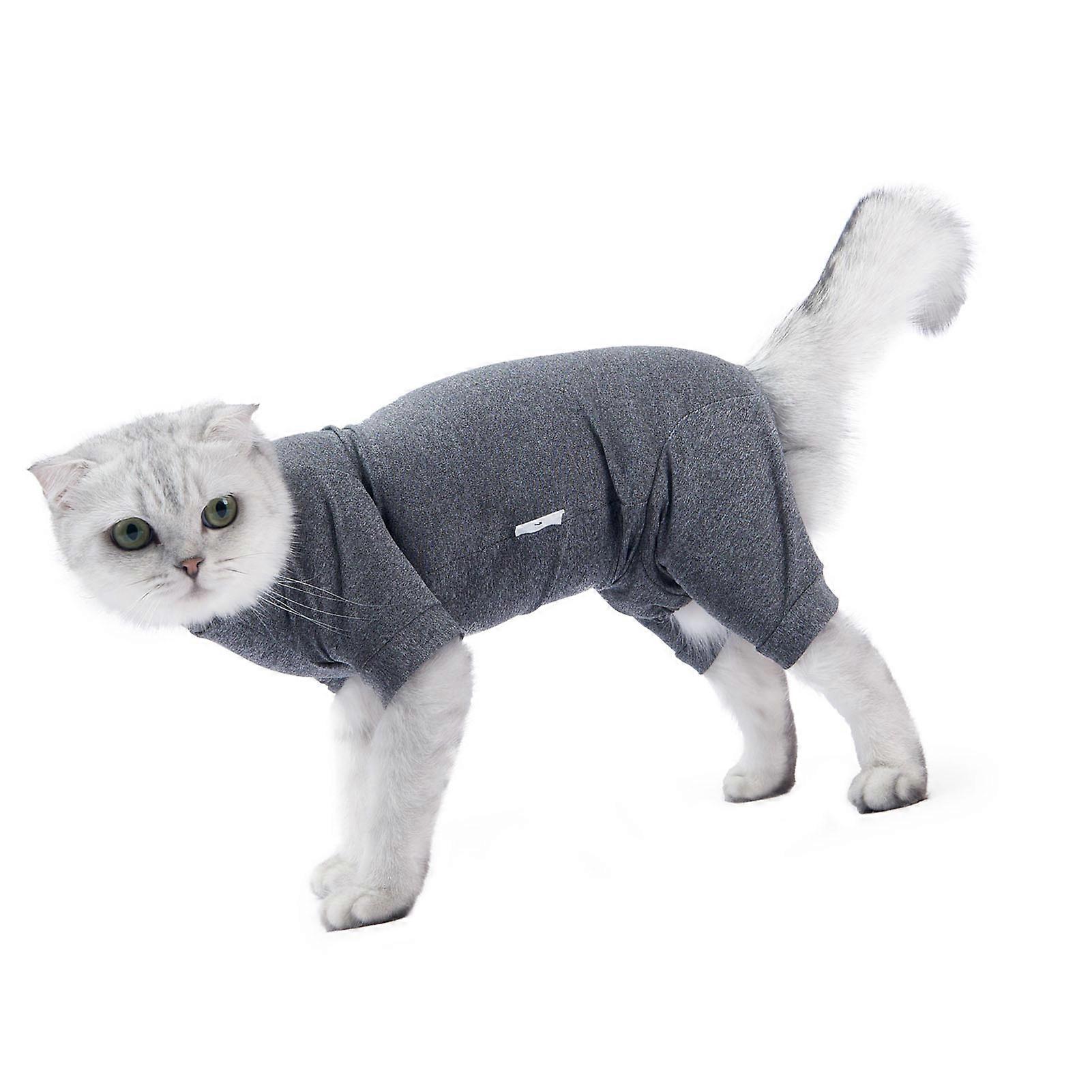 Cat Recovery Suit 4 Legged Flower Grey Large Soft Elastic Comfort