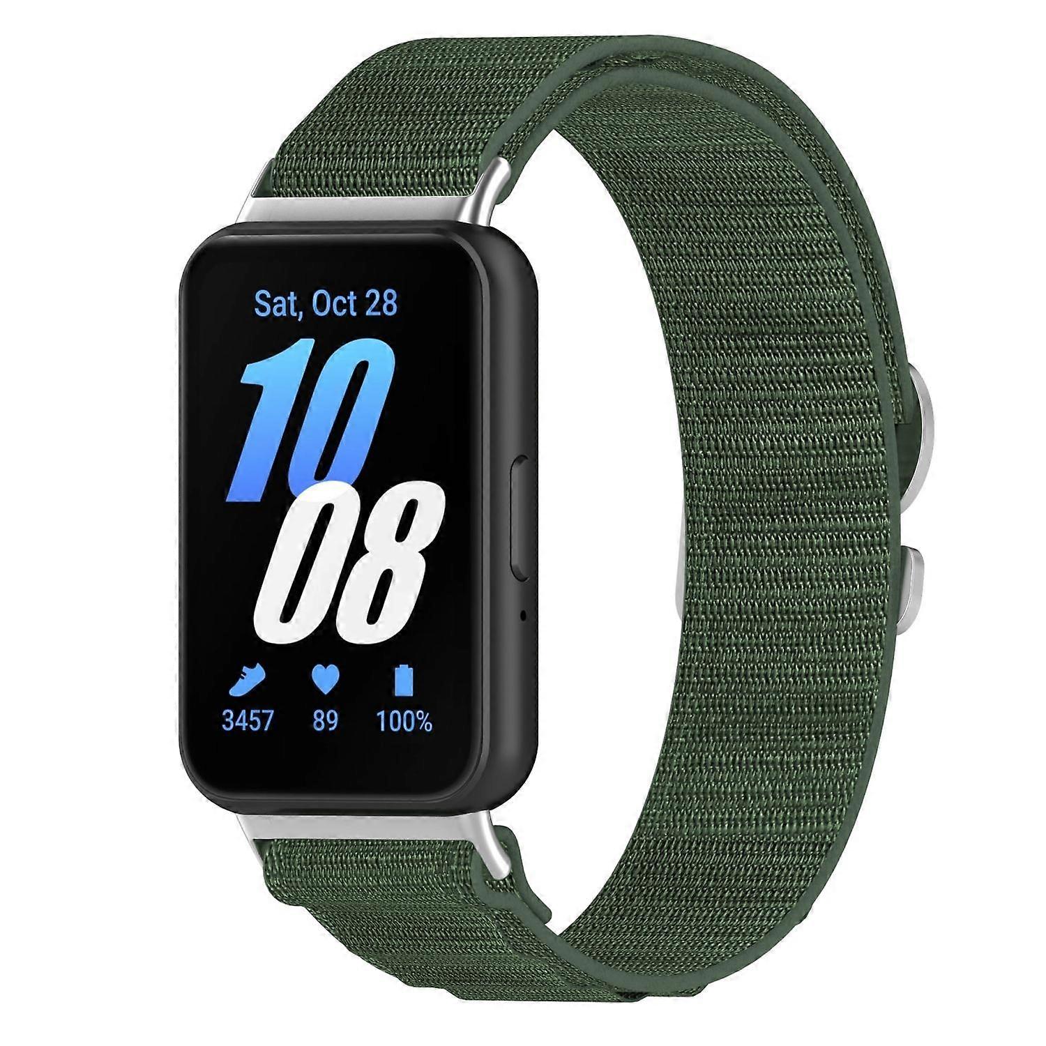 For Samsung Galaxy Fit 3 Elastic Design Nylon / Canvas Replacement Arm Band Green