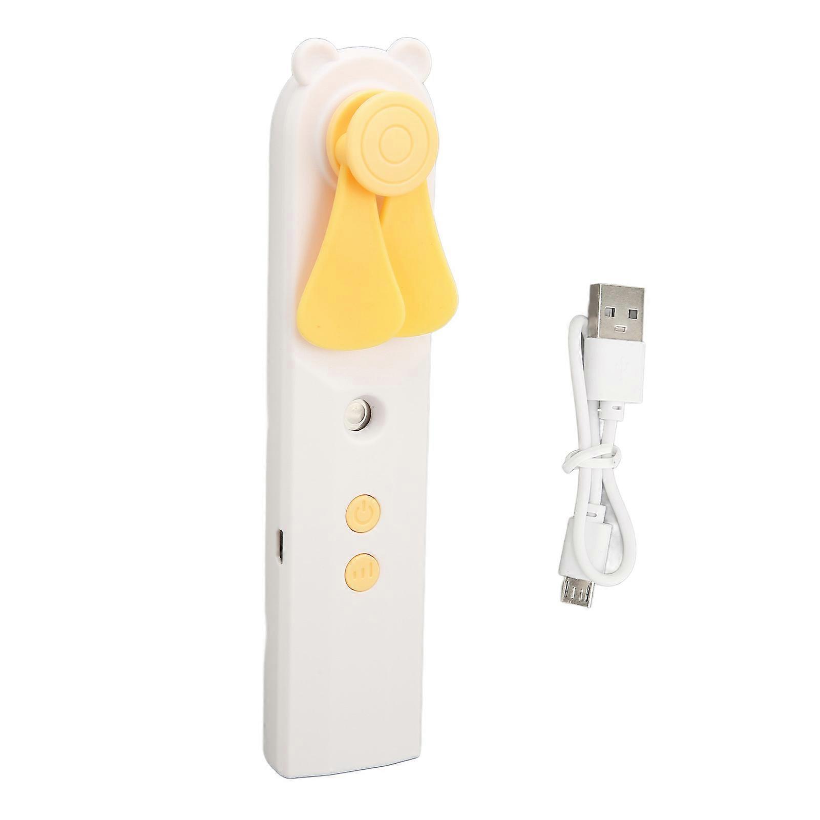 Rechargeable Handheld Misting Fan with 2 Speeds, Small Portable Desk Fan for Home, Office and Travel, Yellow
