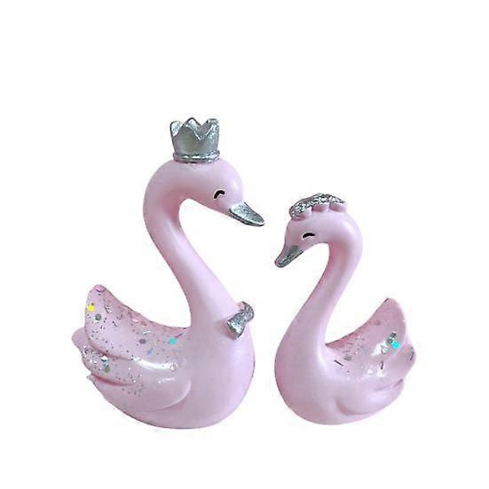 1 Pair Chic Swan Decorative Cake Figurines Ornaments Smiling DIY Cake Baking Swan Statue Toppers