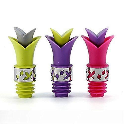 Set of 3 Silicone Bottle Stoppers - Leak-Proof Pourers for Wine & Liquor