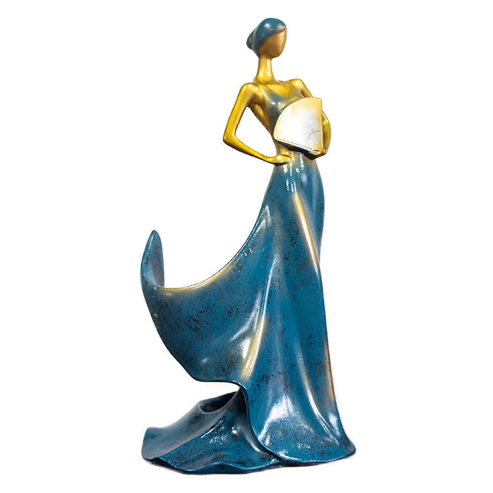 מדף יין דקורטיבי שרף יופי ליידי מחזיק בקבוק יין מעמד למטבח בר משטח כחול כהה