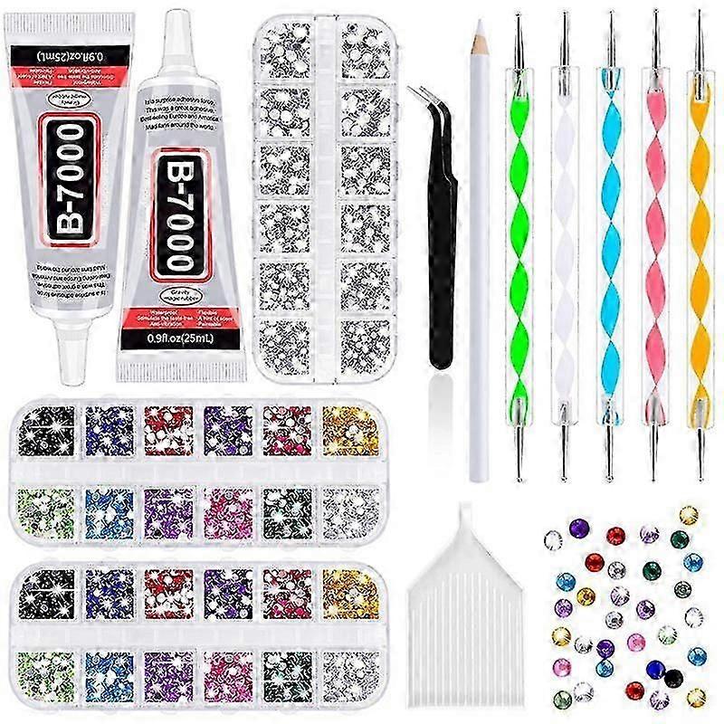4000 Strasssteine 2Pcs 25Ml Kleber für Strasssteine, 1 Wachsstift für Kunst