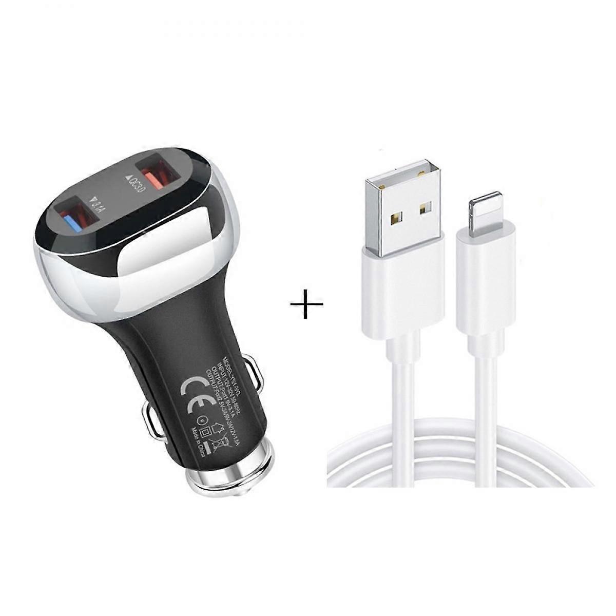 USB C Car Charger, 18W Type C Car Charger, QC3.0 2 Ports Super Fast Charging Car Phone Charger Adapter for iPhone 13 12 11 Pro Max, Samsung Galaxy S22