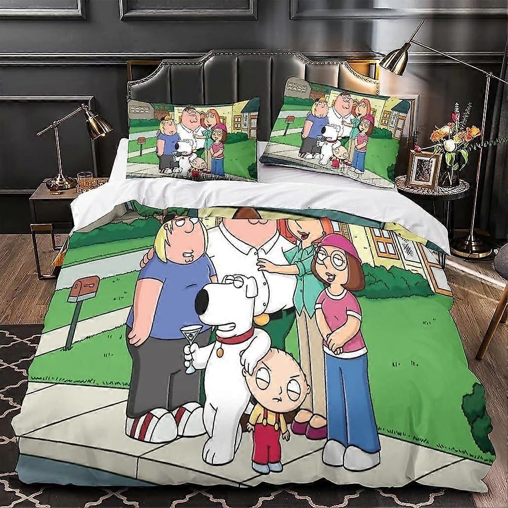x933 PrześcieradłaKonfigurowalny zestaw pościeli do animacji kreskówek, zestaw pościeli Family Guy dla chłopców Dorosły podwójny rozmiar Poszwa na kołdrę Poszewka na poduszkę Łóżko 3-częściowa pościel