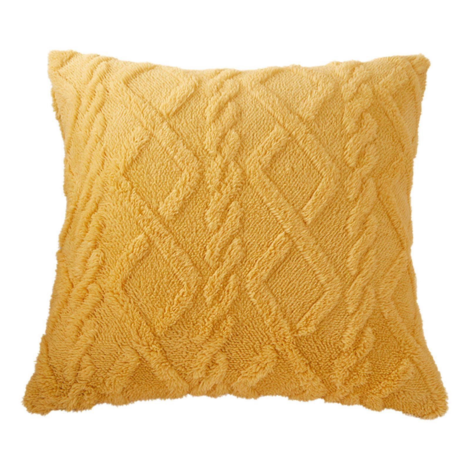 Geometrial Pillowcase Double Sided Pattern Plushie Pillowcase Offering Long Time Freshness For Sofa Bed Without Insert  Yellow