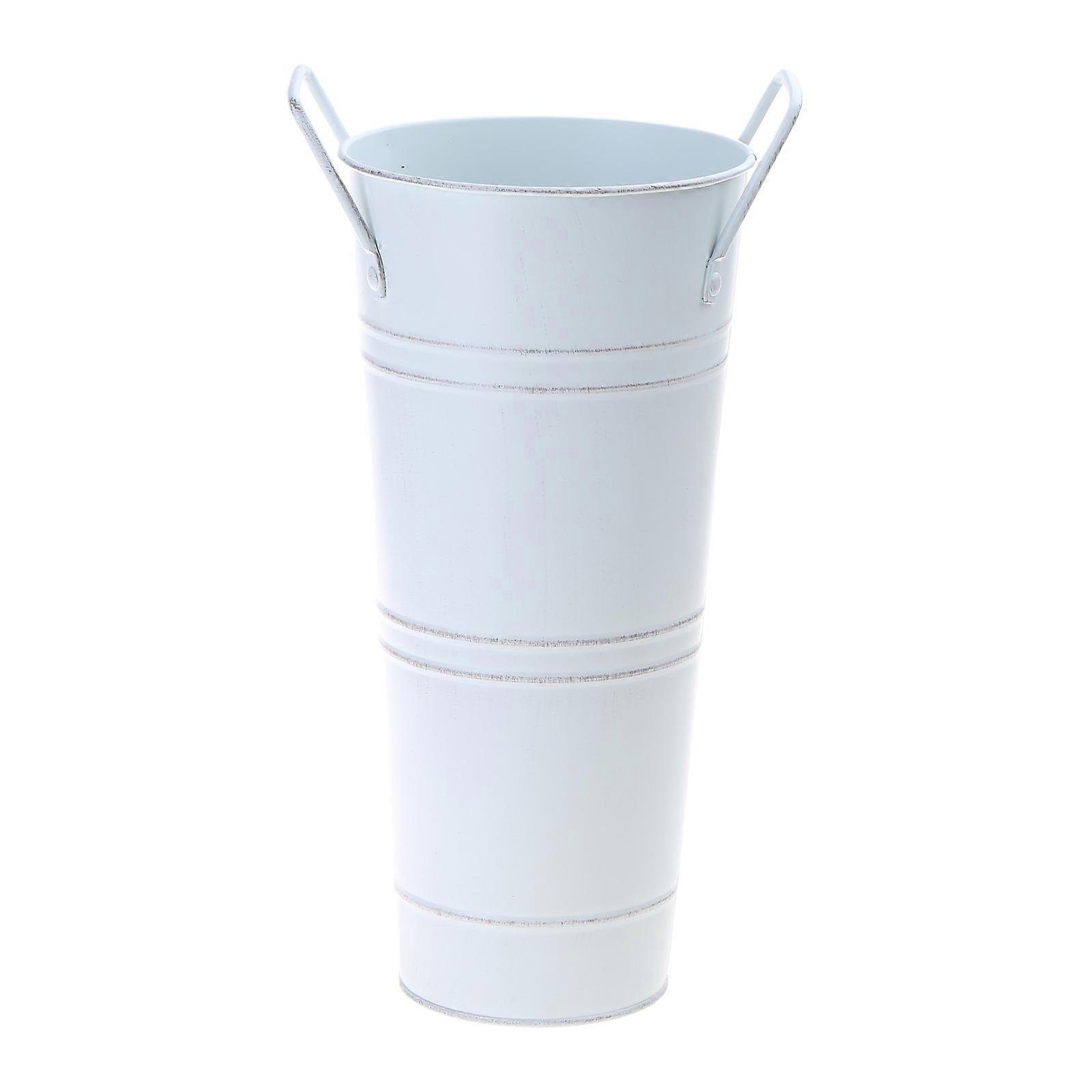 Σύγχρονος κάδος λουλουδιών Stand Home Storage Rack Metal Creative Flower Bucket Organizers Ανεξάρτητο διακοσμητικό βάζο λευκό