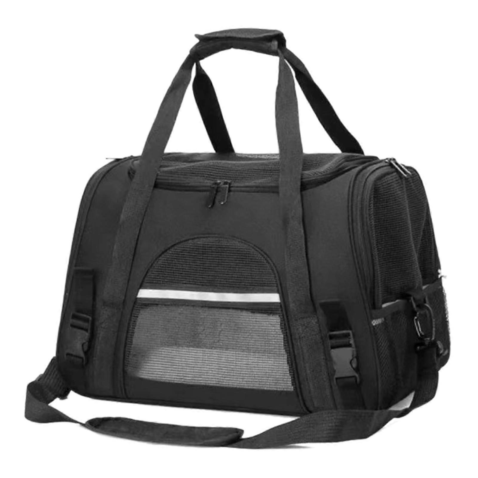 Foldable Pet Carrier Collapsible Soft-Sided Travel Case For Cats And Small Dogs Lightweight Breathable Mesh Panels