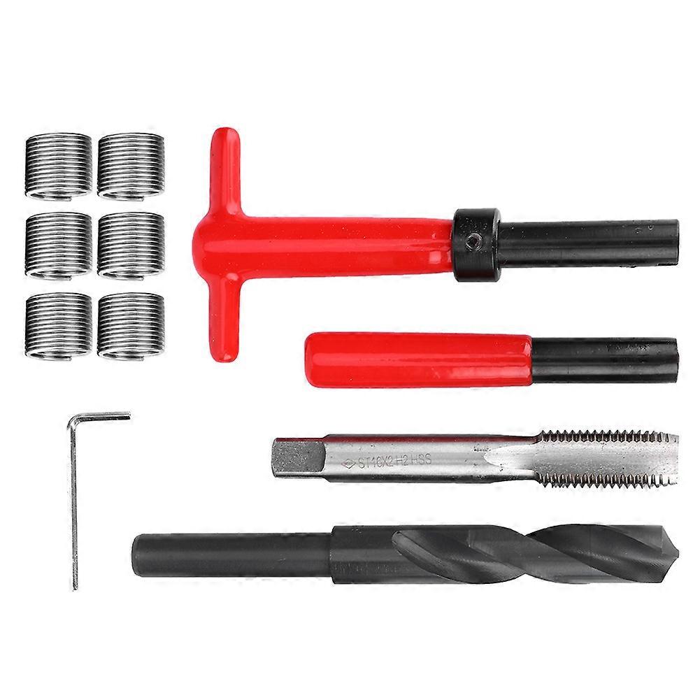 Kit di riparazione filettatura in acciaio inossidabile M16x2 da 11 pezzi con chiave per trapano