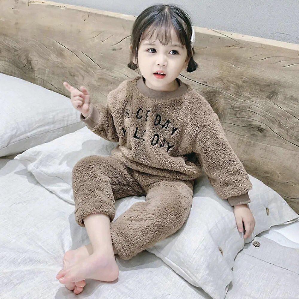 Ny Vinter Baby Pojke Flicka Tjockna Pyjamas Set Flanell Fleece Småbarn Barn Varm Catoon Nattkläder Barn