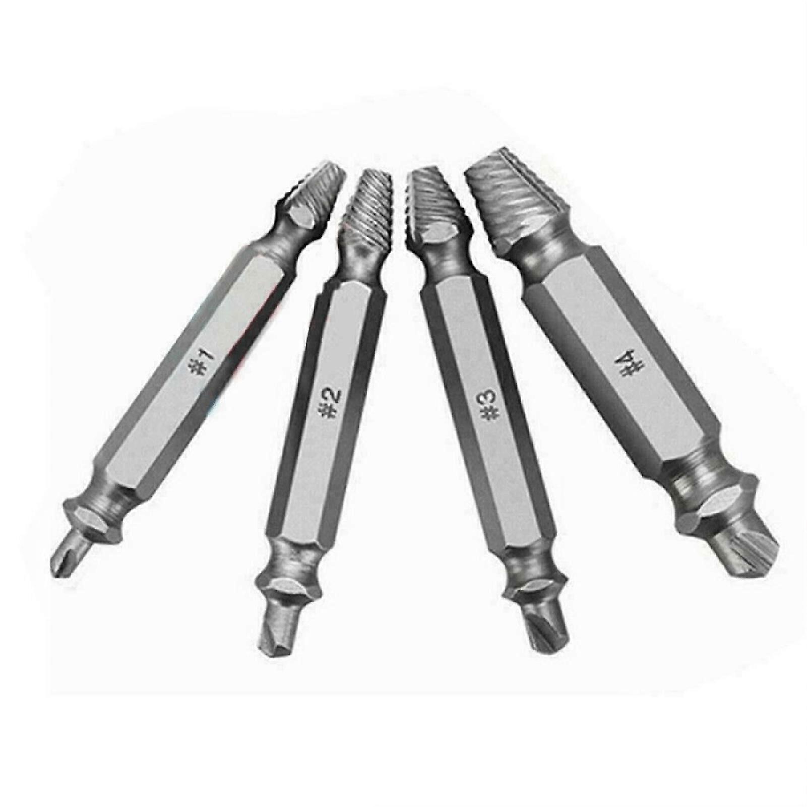 4Pcs Damaged Screw Breakage Bolt Extractor Drill Bits Guide Set Broken Screws Easy Out Remover Tool Kit