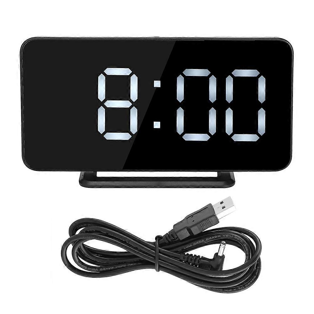Household Desktop LED Time Display Mirror Clock Digital Electronic Alarm Clock (Black Frame)