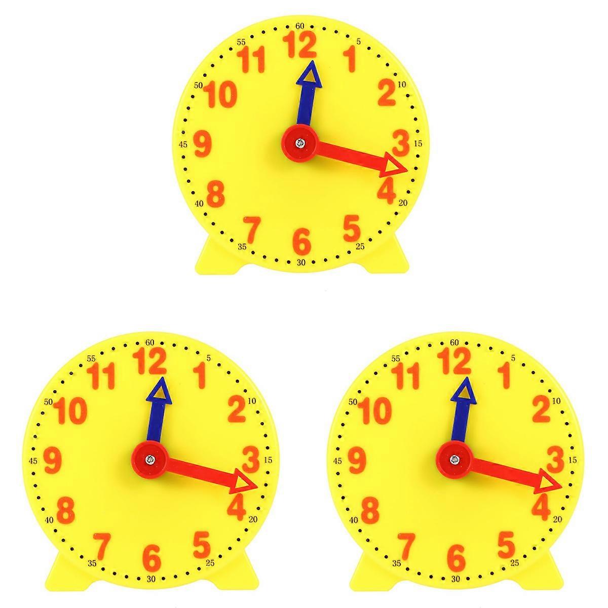 3pcs 4 Inch Student Learning Clock Time Model Teacher Gear Clock 12/24 Hour School Learning Tools