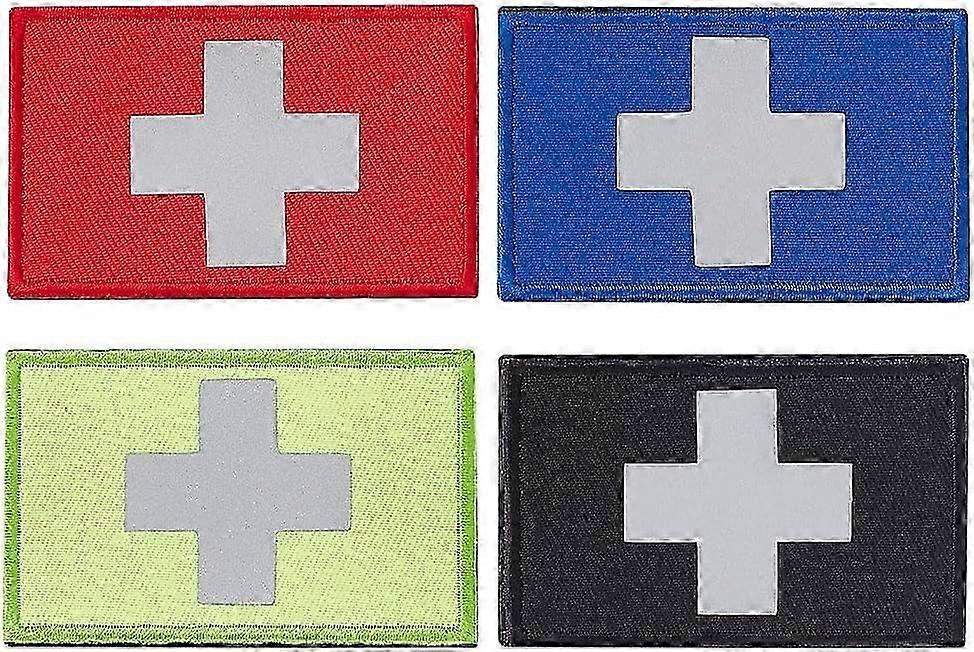 4 Style Red Cross Patch Reflective Medic Patches First Aid Morale Tactical Military Patches Tactical Medical Rescue Hook Loop Badge Decorative Appliqu