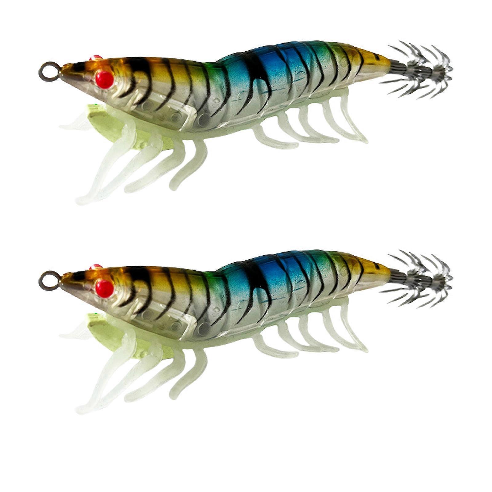 Iscas de pesca Glow Jig Hook Iscas de camarão Iscas Squid Jig Iscas artificiais com anéis Bead Glow Squid Jig Hook