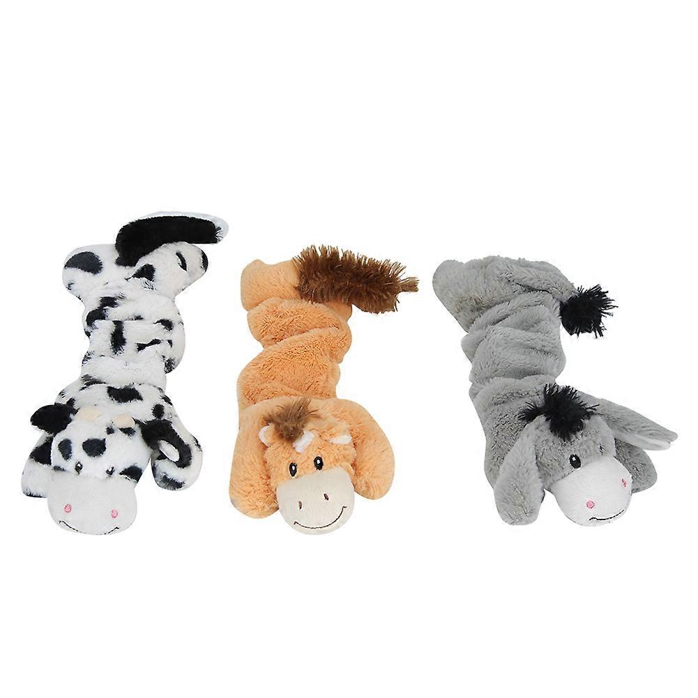3PCS Plush Dog Chew Squeaker Toys for Small Pets - Soft, Durable, Colorful Animal Designs for Interactive Play