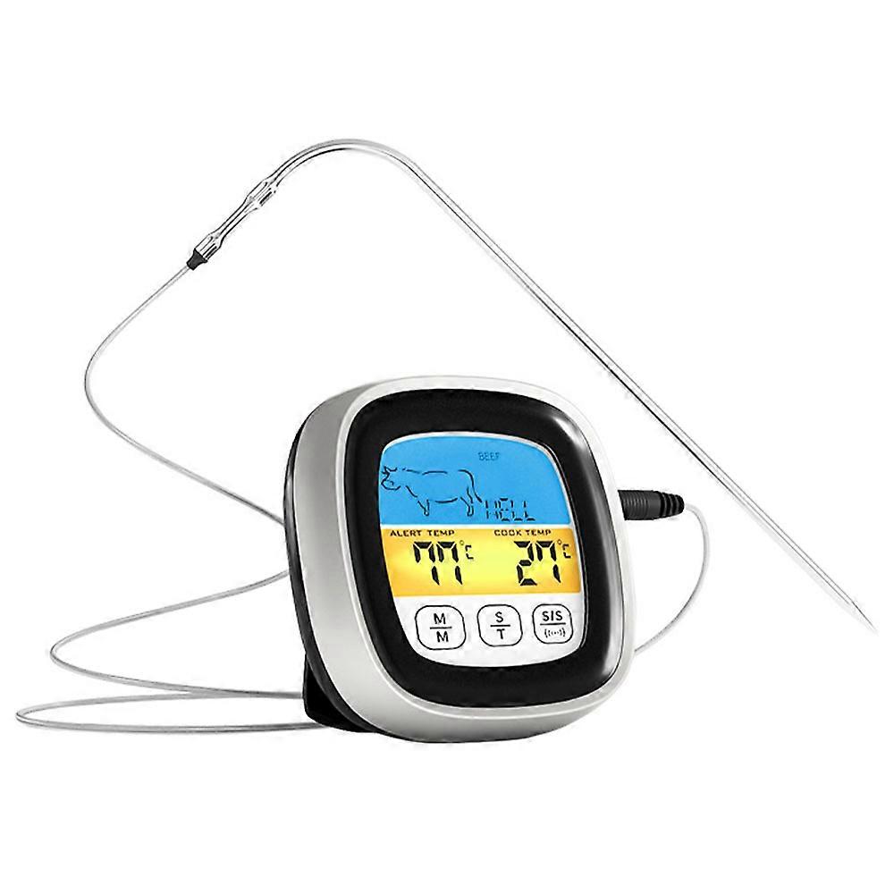 Digital Touchscreen Meat Thermometer, Large Lcd Touchscreen Instant Read Oven Safe Probe With Timer Function For Kitchen, Bbq, And Outdoor Cooking,