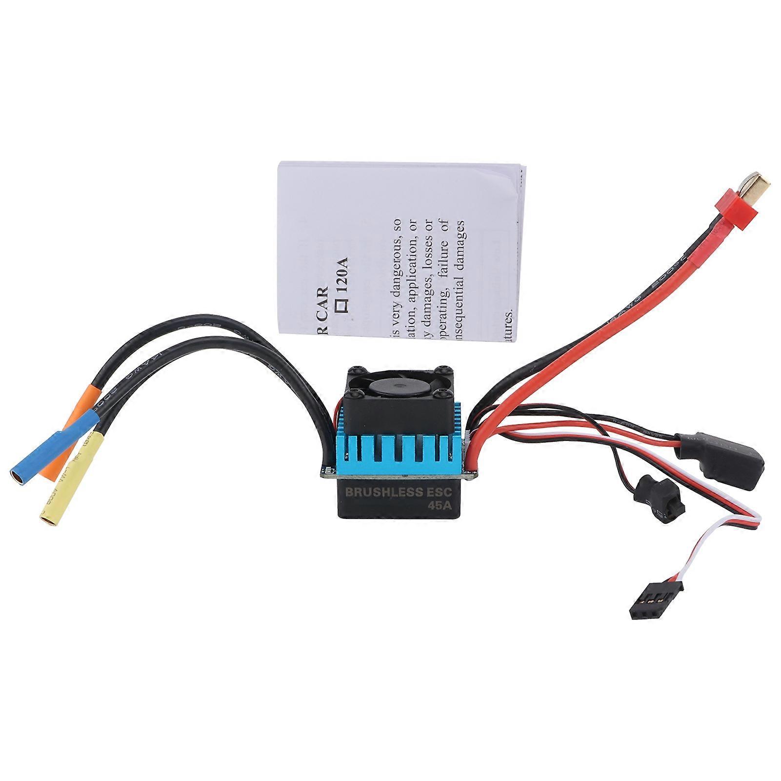 45A Brushless ESC Speed Controller for 1/10 RC Car, Waterproof 4 Poles Sensorless Electronic Upgrade for Racing Vehicles