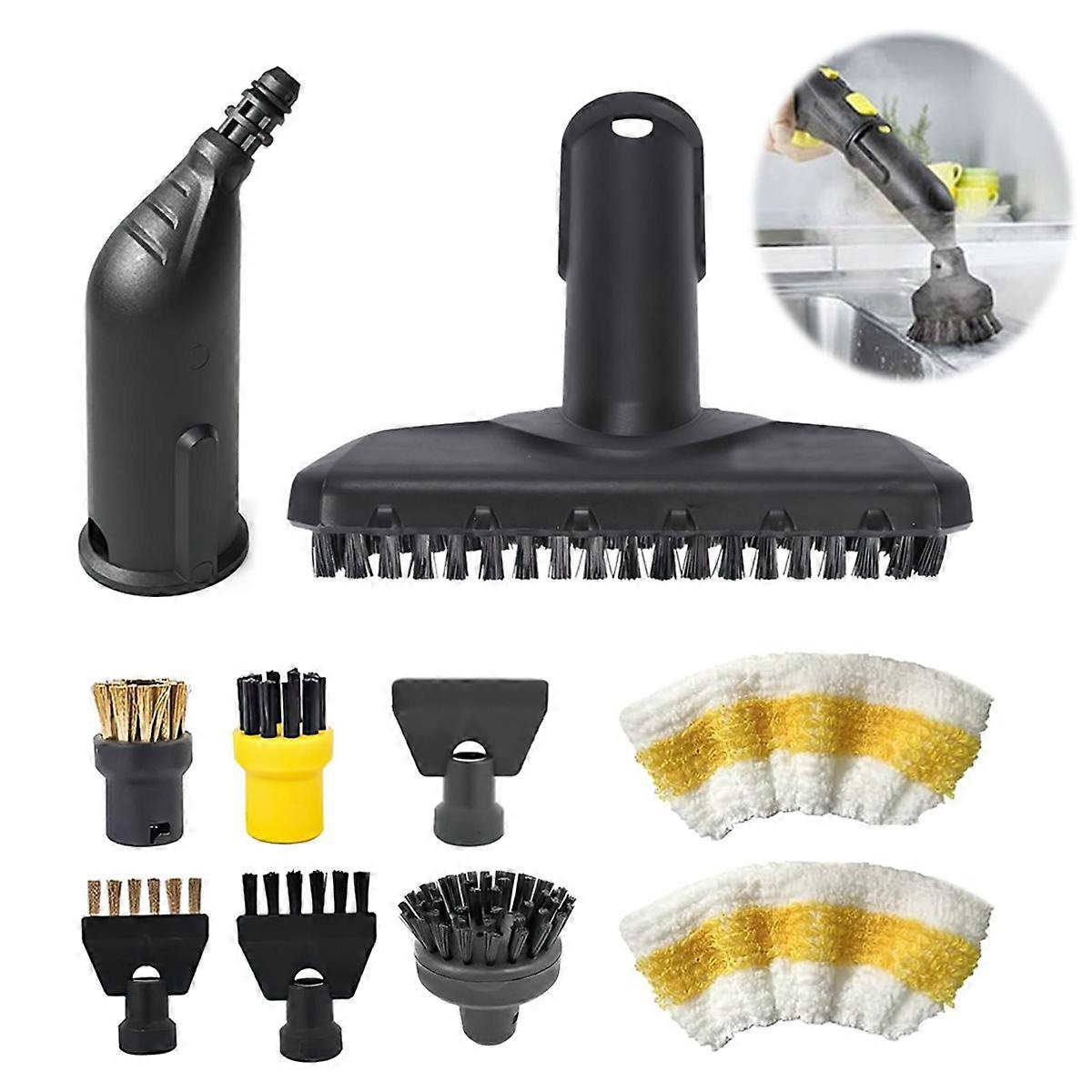 10-Piece Accessory Set for Karcher Steam Cleaners SC1, SC2, SC3, SC4, SC5 - Includes Nozzles, Brushe