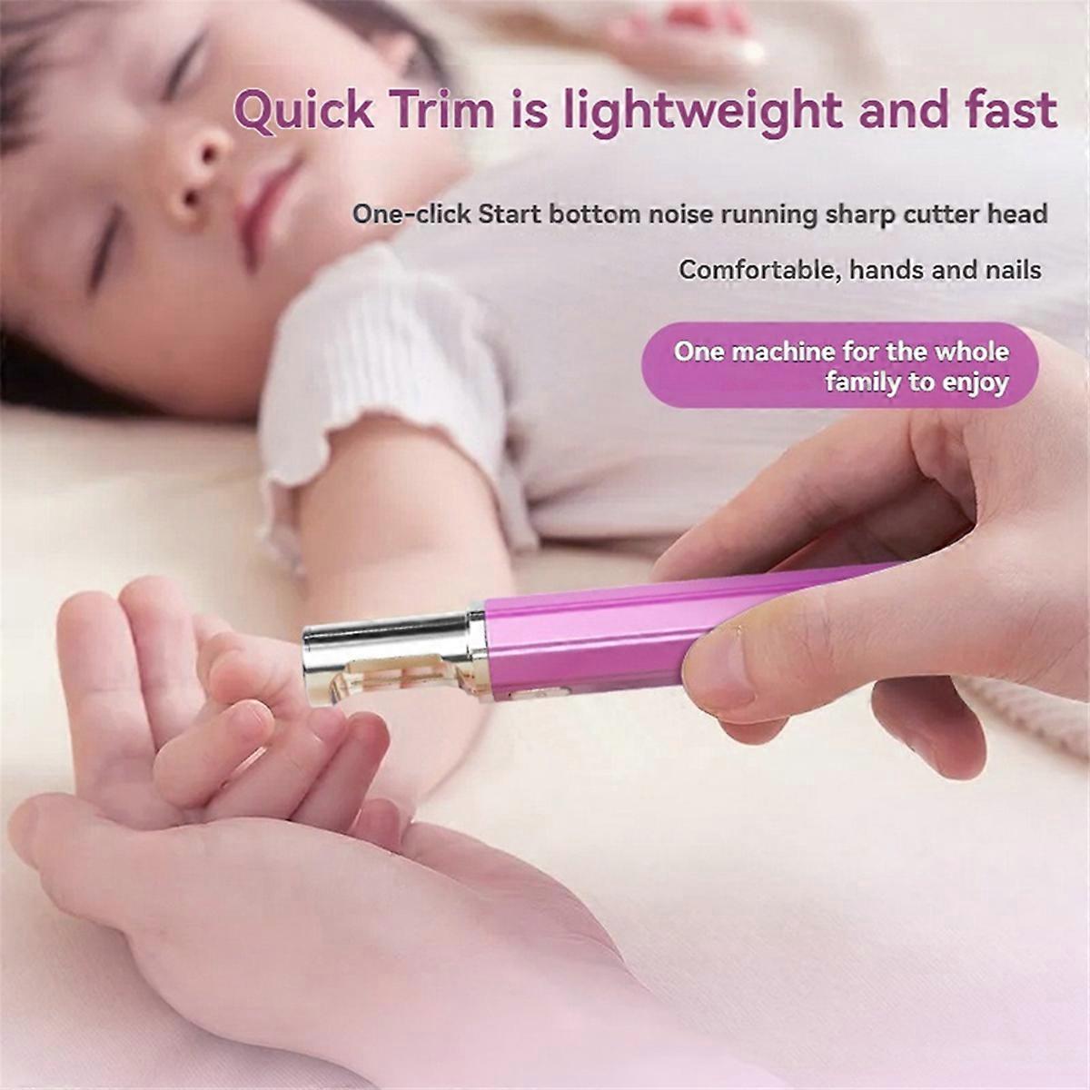 Electric Nail Clippers Sharpener USB Rechargeable Safe Rose Red