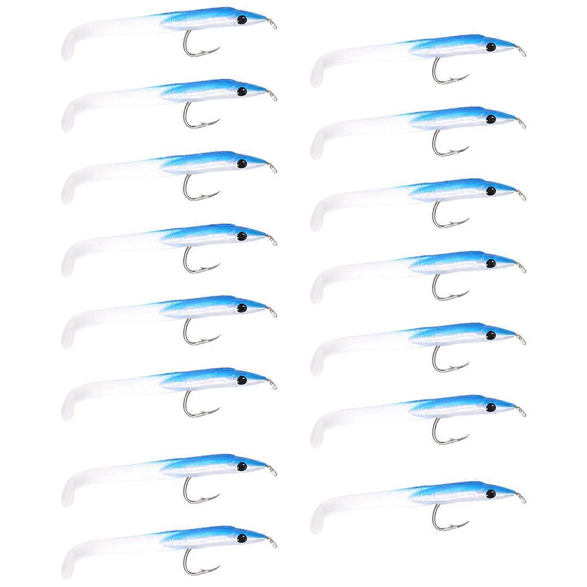 Fake Fishing Lure with Hook Eel Bait 5cm/0.6G T 15Pcs Blue
