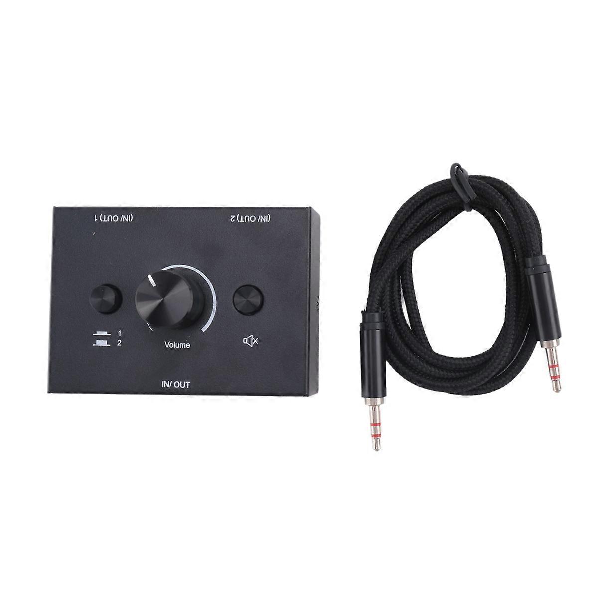 Audio Switch 2 in 1 Out Audio Switcher Passive Speaker Headphone