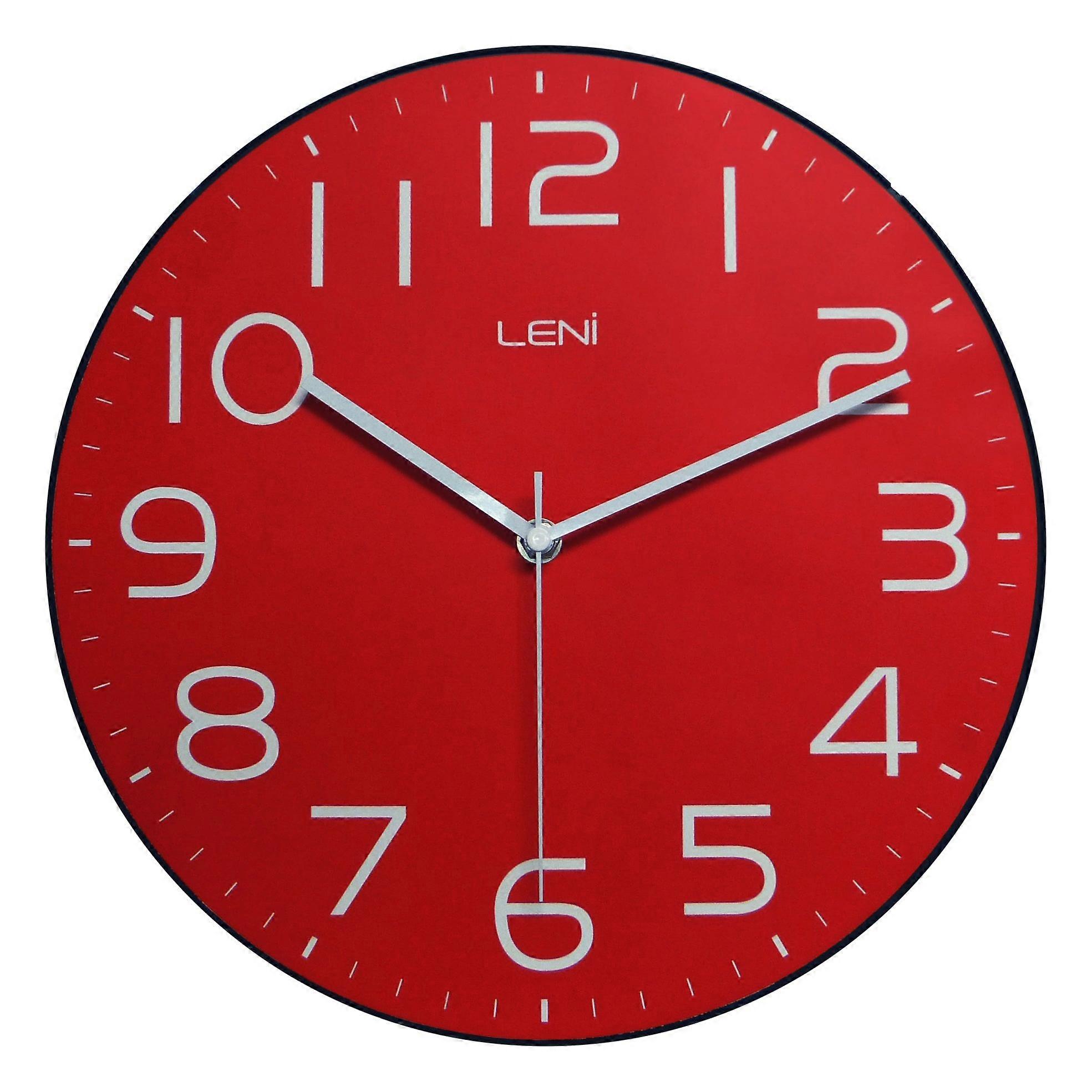 Leni Classic Wall Clock Red Thirty Centimetres With Silent Sweep Movement Wall Clocks