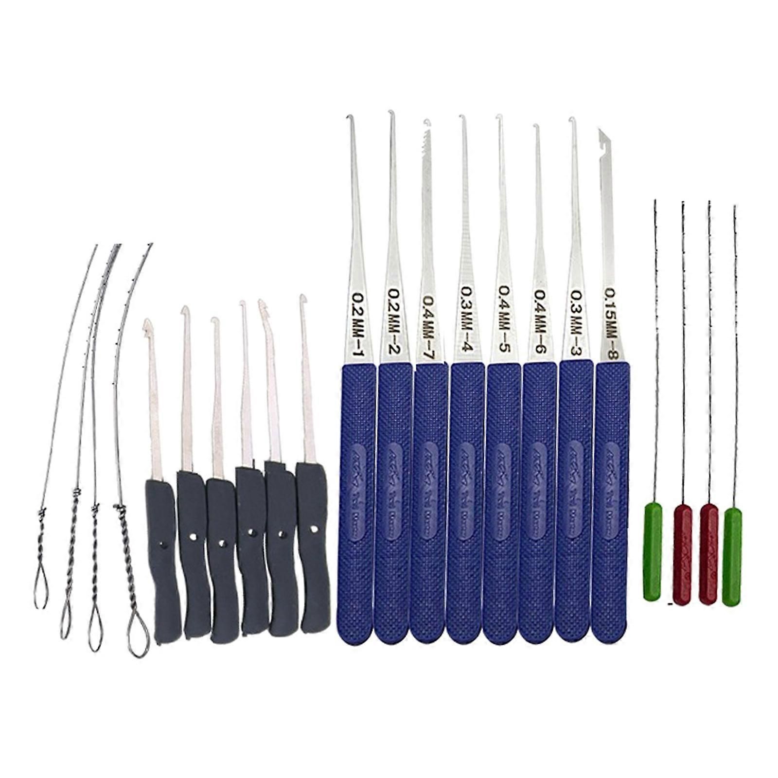 Pocket Lock Pick Picking Hand Tools Set Hook Pick Set with Broken for Key Extractor Household Hand Tool Kit Disassembly Blue