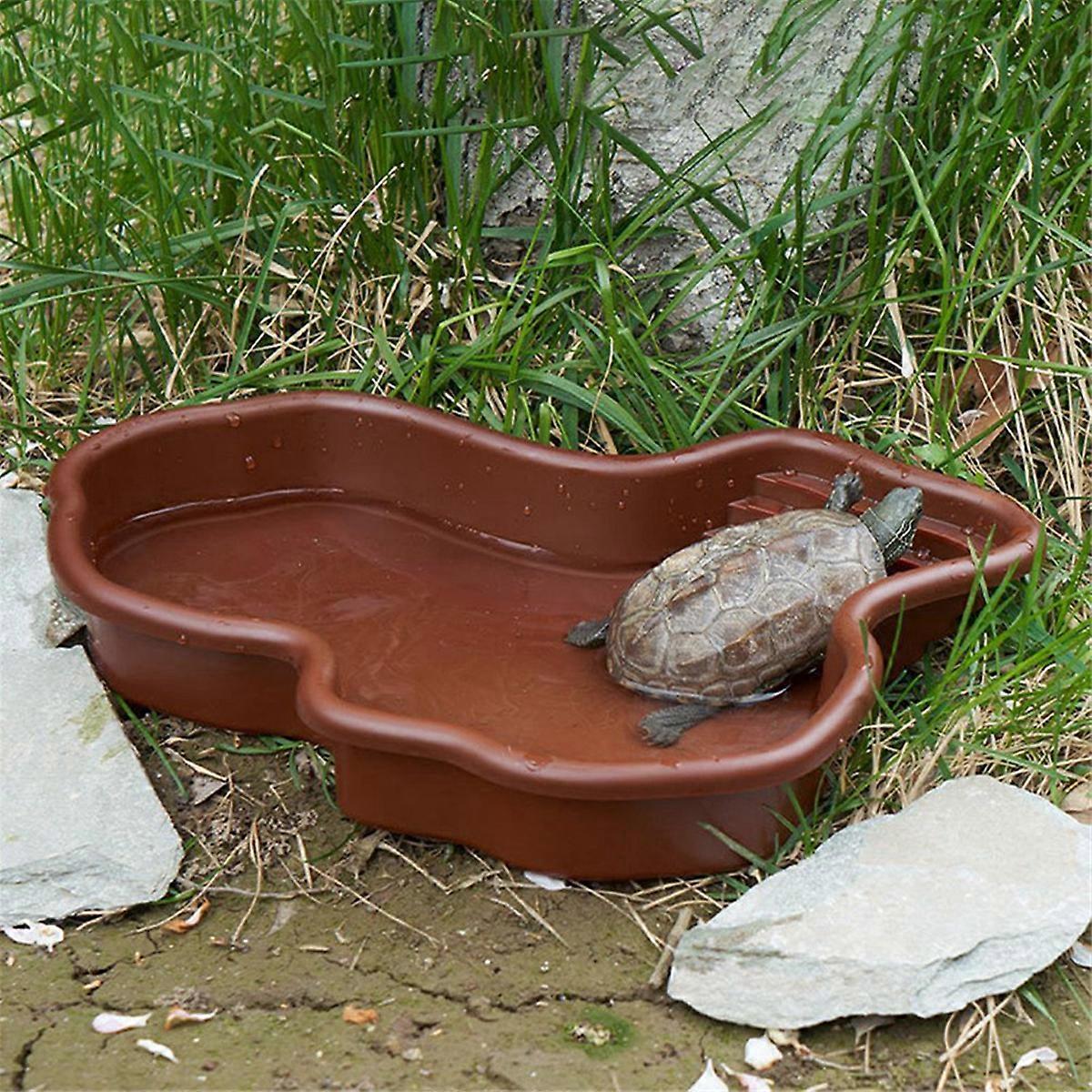 Reptile Bathing Pool Amphibians Accessories with Ramp Reptile Water Bowl for Tortoise Turtle Hamster