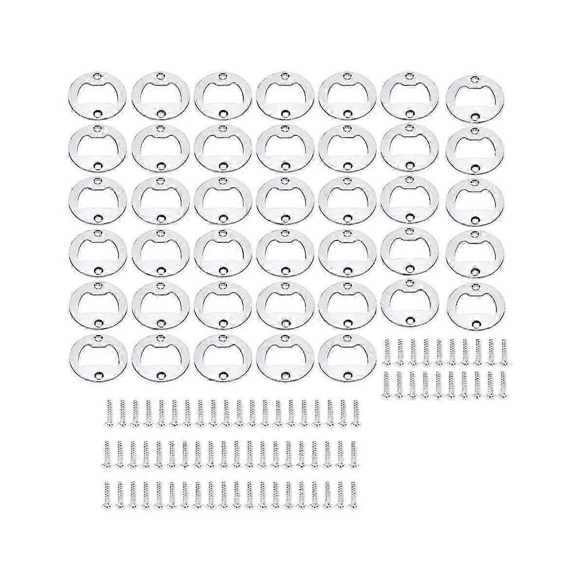 40Pcs Bottle Opener Part with Screws, Round Beer Opener, Insert Beer Bottle Opener for Bar, Restaur
