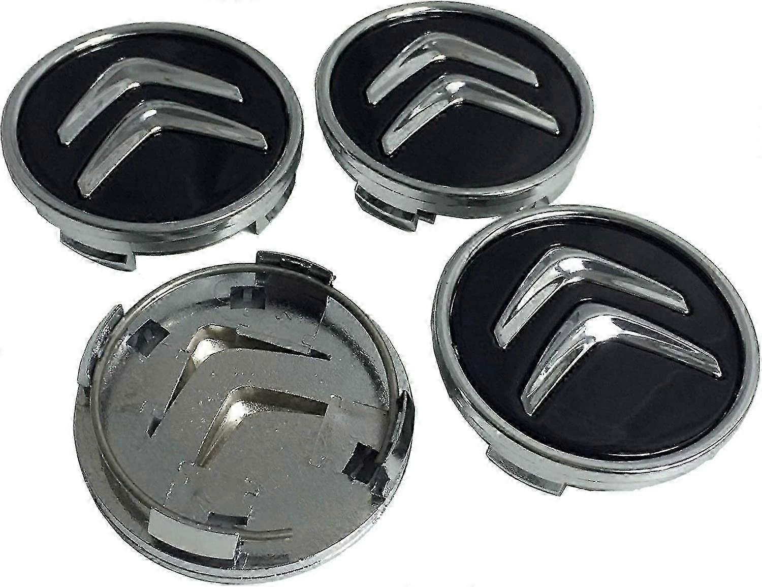 X4 60mm Καλύμματα Τροχών Αλουμινίου για Citroen C2 C4 C5 C6 C-quatre Logo Μαύρο/Χρώμιο