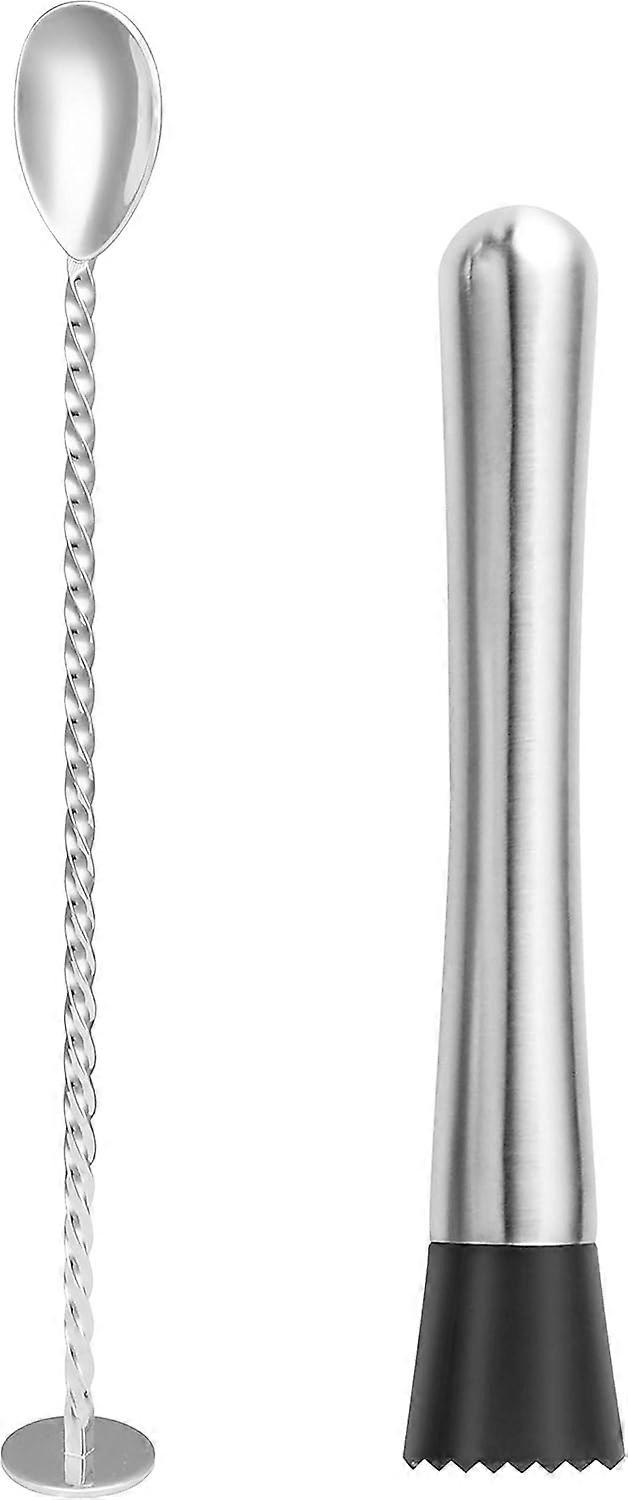 Mojito Muddler, Stainless Steel, Dual Function, Mixing Spoon, Professional