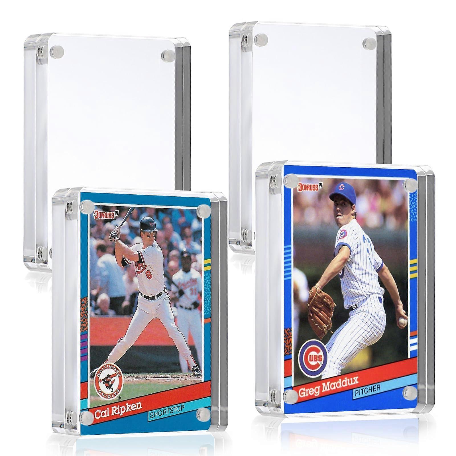 4 Pack Magnetic Acrylic Baseball Card Display Stand for Tabletop Wallet Size Picture Frame