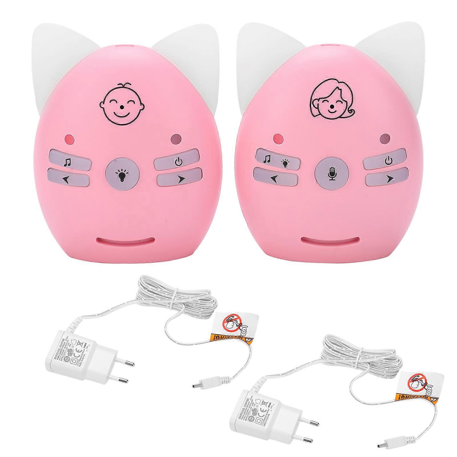 Wireless Audio Baby Monitor Two-Way Baby Monitor with Music Pink (100-240V) (EU Plug)