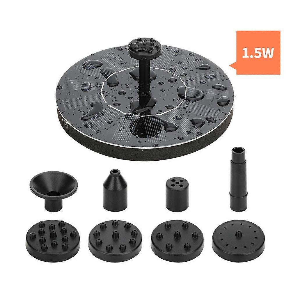 Solar Fountain Pump 1.5W Solar Water Pump with 6 Nozzles Floating Fountain for Bird Baths Ponds Garden