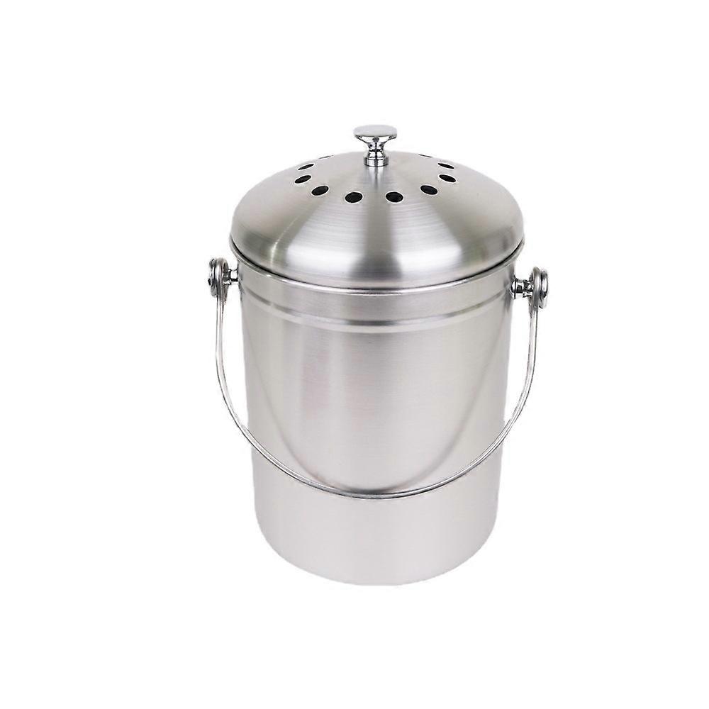 Compost Garbage Box Stainless Steel Bench with Lid 166 Oz Capacity Kitchen Outdoor Recycling Solution